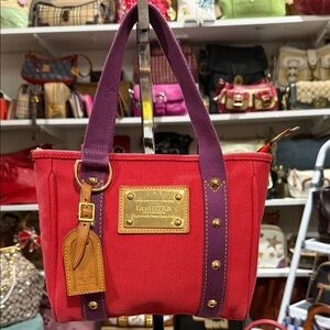 Louis Vuitton Red and Purple Canvas Tote